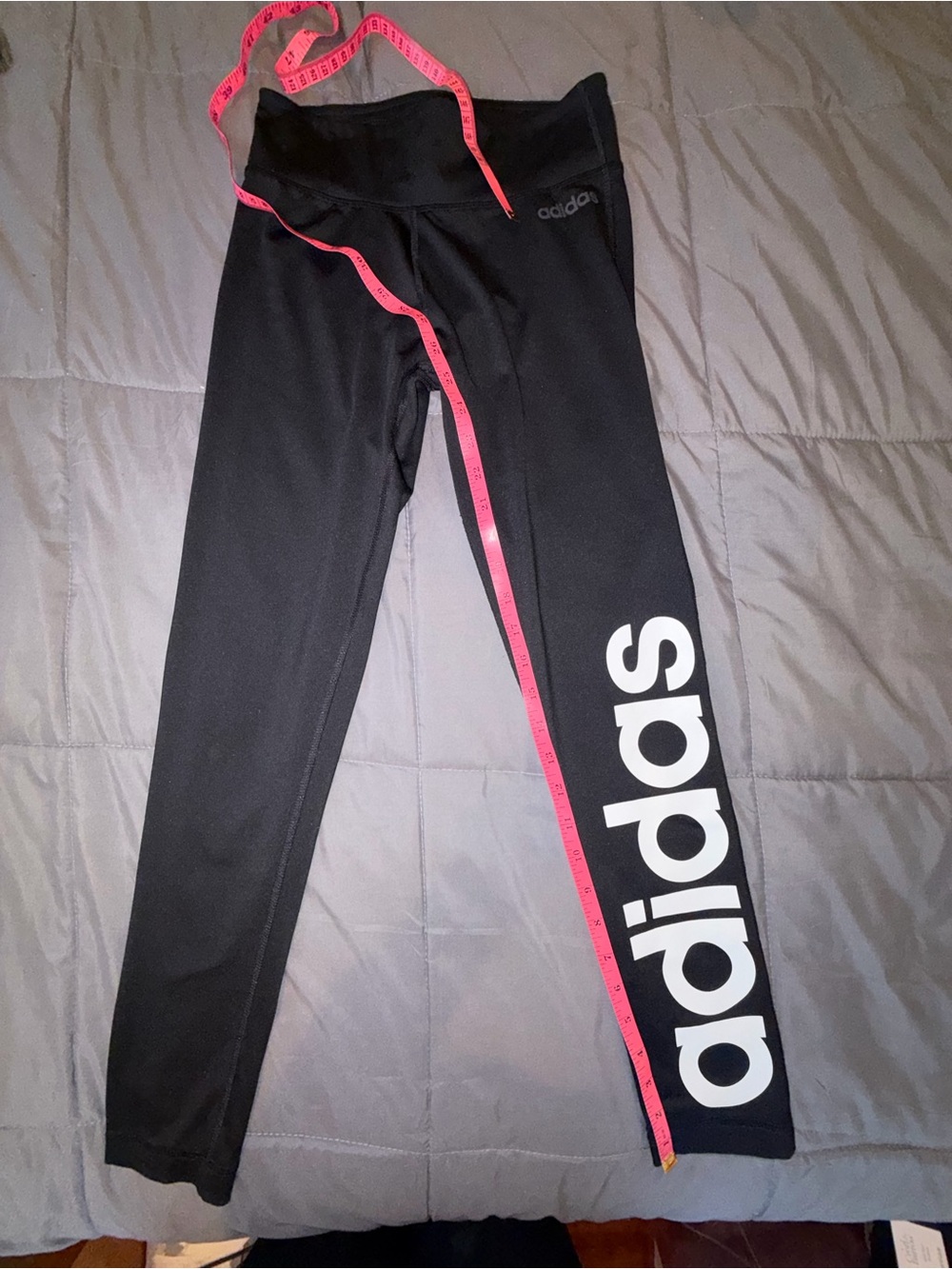 Adidas Climalite Linear Logo Spell Out Leggings Black Women's S - Picture 4 of 7